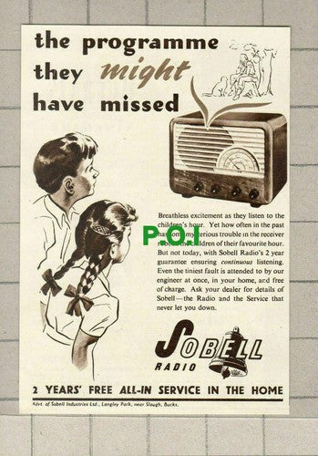 C1641) Sobell Radio ADVERT - 1948 Clip