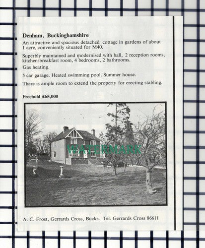 C7333) Denham Buckinghamshire House Sale Advert - 1978 Cutting