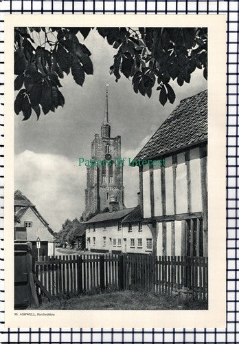 X1422) Ashwell Hertfordshire Church - 1950s Book Print