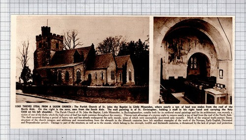St John The Baptist Little Missenden Bucks Lead Thieves - 1950 Cutting