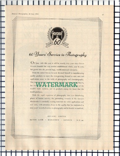 (7109) Gevaert Limited Advert Lieven Gevaert - 1954 CUTTING