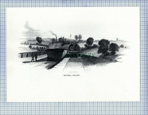 WHITWELL COLLIERY BEAMISH WATER WHEEL MINE MINING PRINT 1987 (X1705)