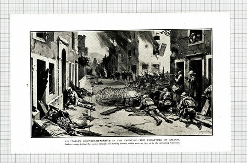 Italian Troops Recapture Asiago World War One WW1 - 1916 Cutting / Print