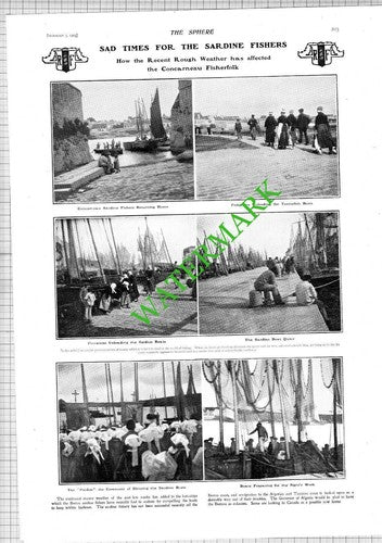 Concarneau France Sardine Fishers - 1903 News Page / Print