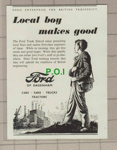 C2054) Ford Trade School Dagenham Small Advert - 1948 Clip