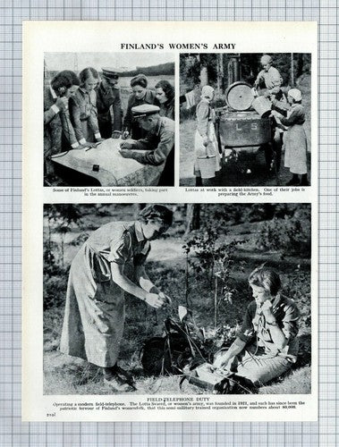 (5916) Finland Women's Army The Lotta Svaerd Lottas World War 2 ~ 1939 Clip