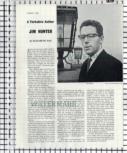 Jim Hunter Stafford Yorkshire Author - 1966 Article / Print