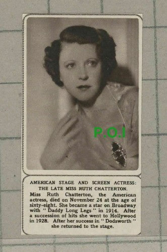C2477) Miss Ruth Chatterton American Actresss Obituary - 1961 Clip SMALL!