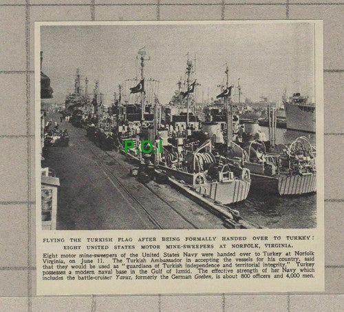 C1912) US Mine Sweepers Handed To Turkey Norfolk Virginia - 1948 Clip