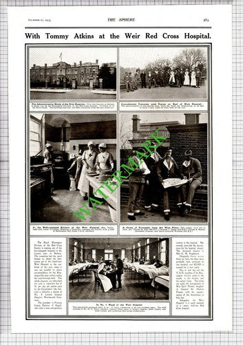 Weir Red Cross Hospital Balham Dr Orrin Tytler World War One- 1915 Page / Print