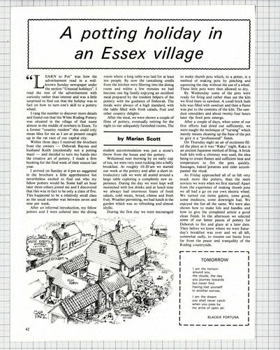 White Roding Pottery Deborah & Keith Baynes Marian Scott - 1979 Article