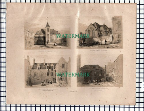 College Church Glasgow Inkle Factory Lane - 1848 Print