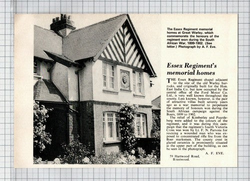 Essex Regiment Memorial Homes Great Warley Essex - 1972 Cutting