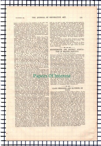 William Rome Master Painters Mr Main Beadle - 1899 Article