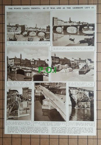 (X199) The Ponte Santa Trinita Bridge Florence War Damage Reconstruction - 1948