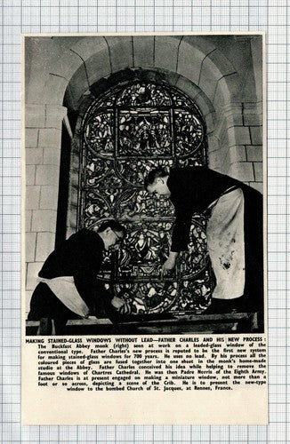Buckfast Abbey Stained Glass Windows Father Charles - 1951 Clipping