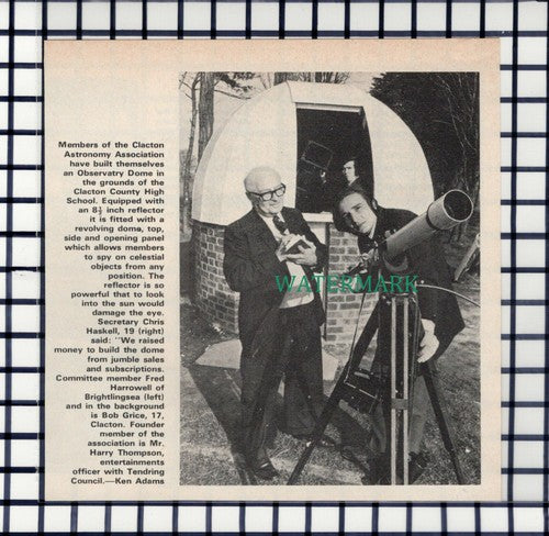 C6655) Clacton Astronomy Association Chris Haskell Fred Harrowell - 1975 Cutting