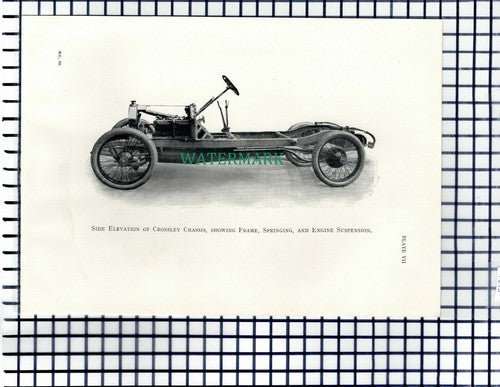 (7215) PAPER ITEM! Crossley Chassis - c.1915 PRINT/ Illustration