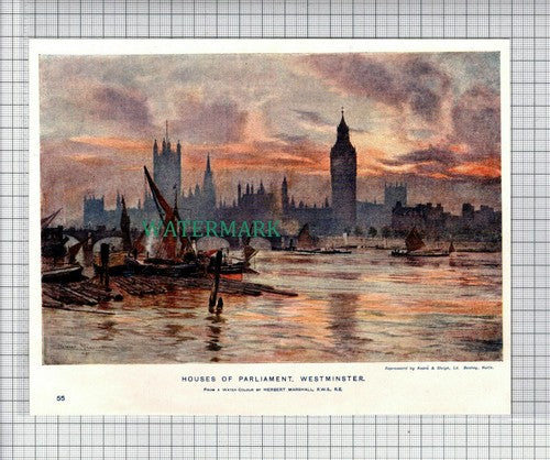 (7433) HOUSES OF PARLIAMENT Westminster London - c.1910 Cutting