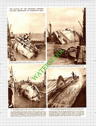 KRONPRINS FREDERIK Ship Parkeston Quay Salvage - 1953 Cutting
