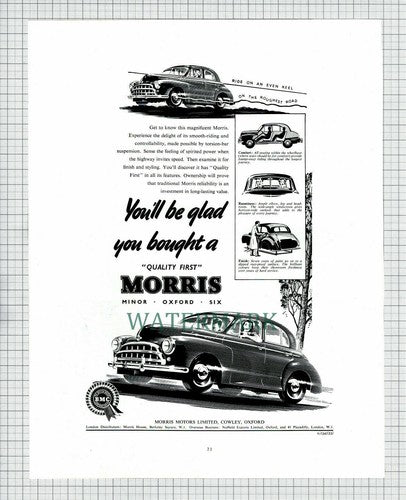 X1790) MORRIS Motors Cowley Car ADVERT - c.1954