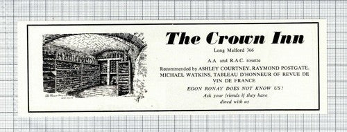 The Crown Inn Long Melford Essex Advert - 1971 Clipping