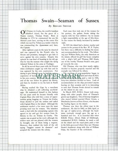 (6853) Tolmere Farm Findon / Thomas Swain Tristan da Cunha - 1954 Cutting