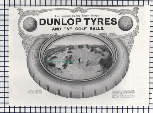 (6966) Littlehampton Golf Course Dunlop Advert - 1914 Cutting