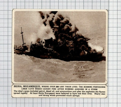 Portuguese Liner Ship SAVE On Fire Beira Mozambique - 1961 Small News Cutting