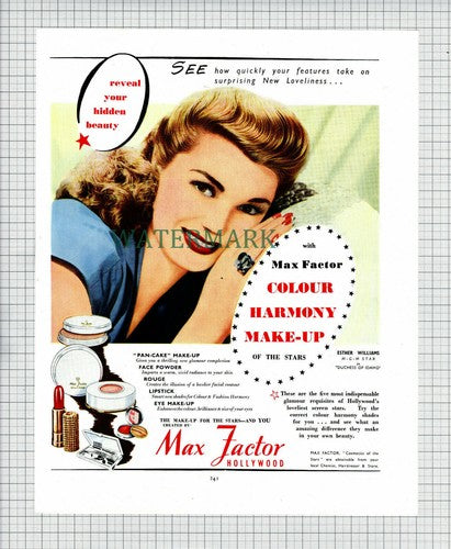 X1828) Max Factor ADVERT - c.1951