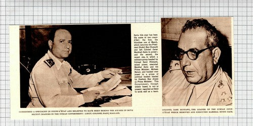 Lieut Col Bahij Kallass & Col Sami Hinnawi Syria - 1949 Cutting / Print