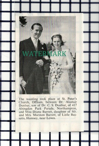C7371) Dr Alastair Dunbar Diana Barrett Hamsey Lewes - 1967 Small Cutting