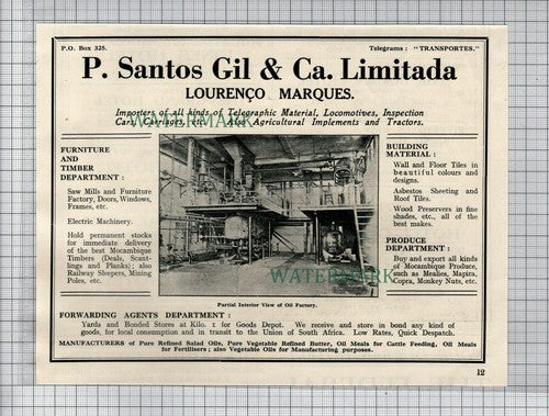 P Santos Gil & Ca Limitada Lourenco Marques South Africa - 1932 Advert