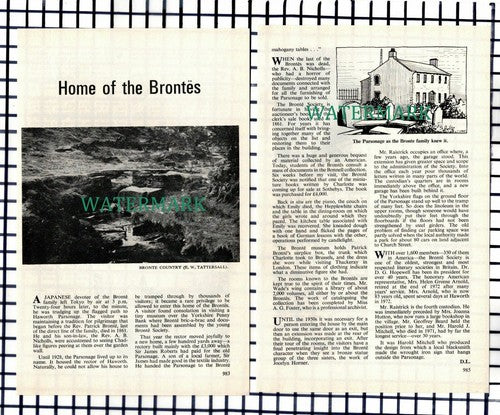 (7633) The Brontes Haworth Parsonage Harold Mitchell Raistrick - 1973 Article