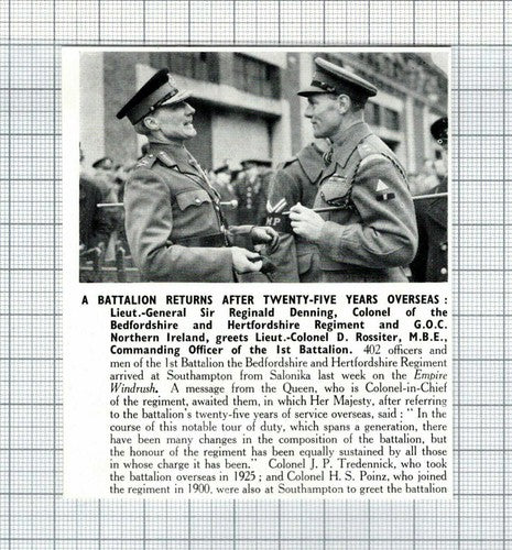 Sir Reginald Denning Lieut Col D Rossiter 1st Battalion - 1950 Small Clipping
