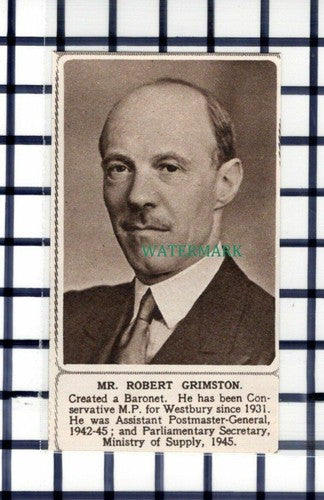 C6433) Mr Robert Grimston MP Westbury - 1952 Small Cutting