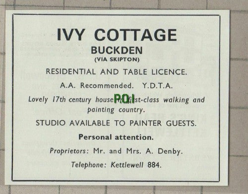(C573) Ivy Cottage Buckden Mr & Mrs A Denby - c.1960s Cutting