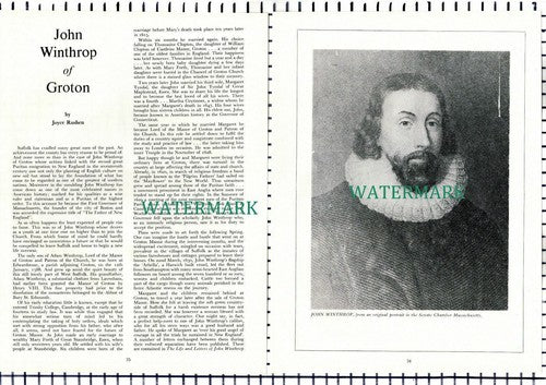 (8093) John Winthrop Of Groton Suffolk - 1973 Article