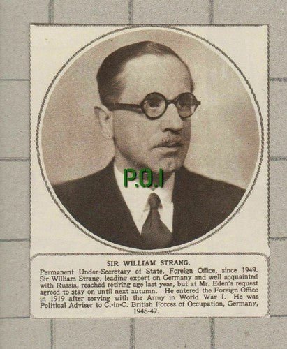 Sir William Strang Foreign Office - 1953 Small News Clipping