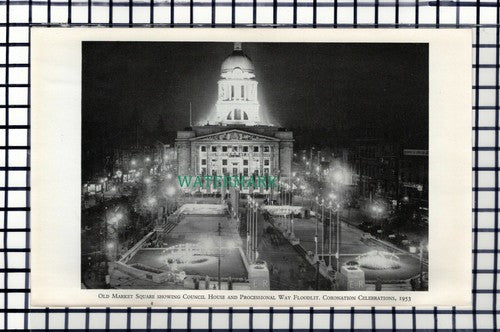 C7166) Nottingham England Market Square Council House - 1950s Book Print