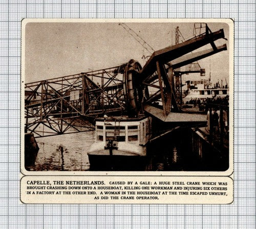 Capelle Netherlands Crane Disaster Houseboat - 1961 Small News Cutting