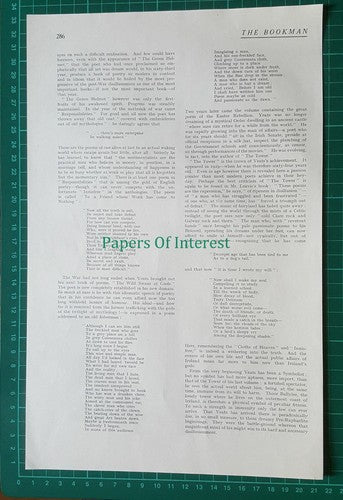 X1376) William Butler Yeats Poet - 1932 Article