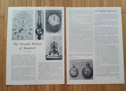 Wilsons of Stamford Lincolnshire Clockmakers - 1977 Article / Print