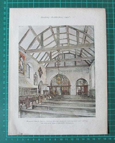 Wonersh Church Surrey Nicholson & Corlett Architects - 1901 Antique Print