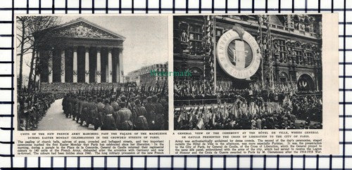 C6295) Hotel de Ville Paris New French Army Parade - 1945 Cutting