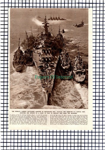 X1399) The Ship MISSOURI Battleship Chesapeake Bay - 1945 Cutting