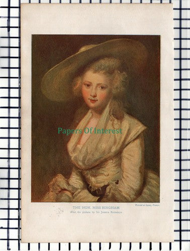C5827) The Hon Miss Bingham Sir Joshua Reynolds - c.1901 Cutting