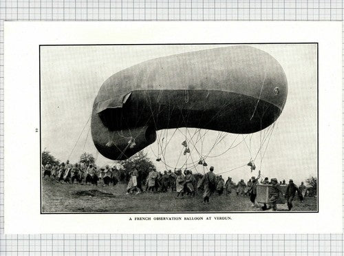 French Observation Balloon Verdun World War One WW1 - 1916 Clipping