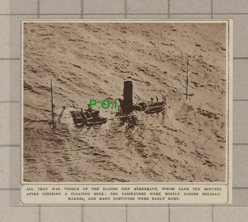 C1911) Danish Ship KOBENHAVN Sunk After Hitting Mine 1948 Clip
