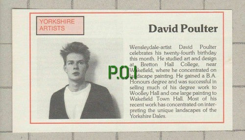 David Poulter Wensleydale Artist Bretton Hall College Yorkshire - 1989 Clipping